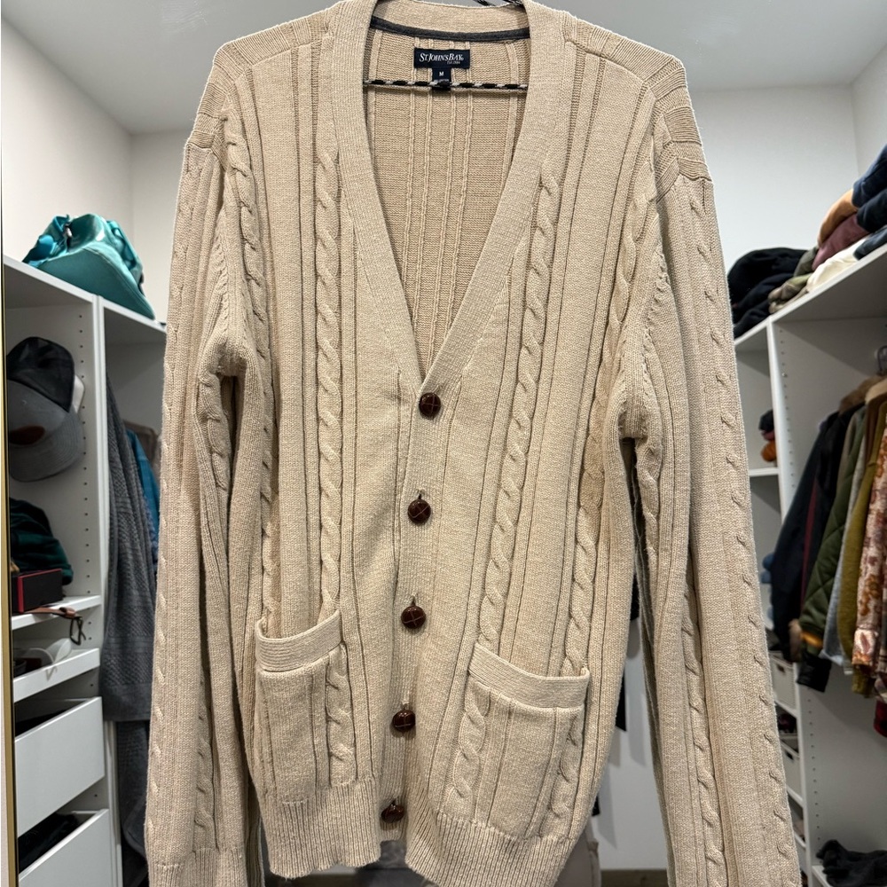 St John’s Bay Cable Knit Medium Cardigan Sweater